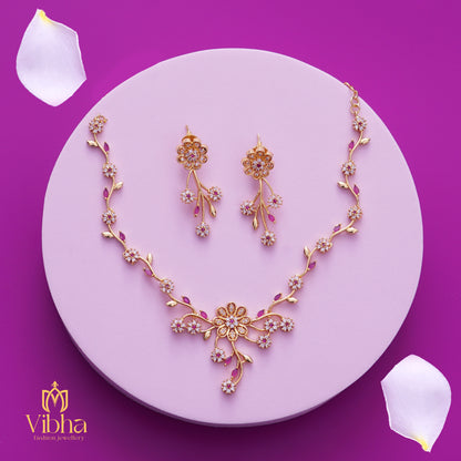 Floral Design Necklace and Earrings Set