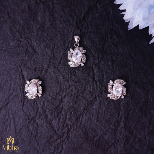 Silver Finish Pendant Set