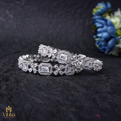 Rectangular Floral Motif Bangles