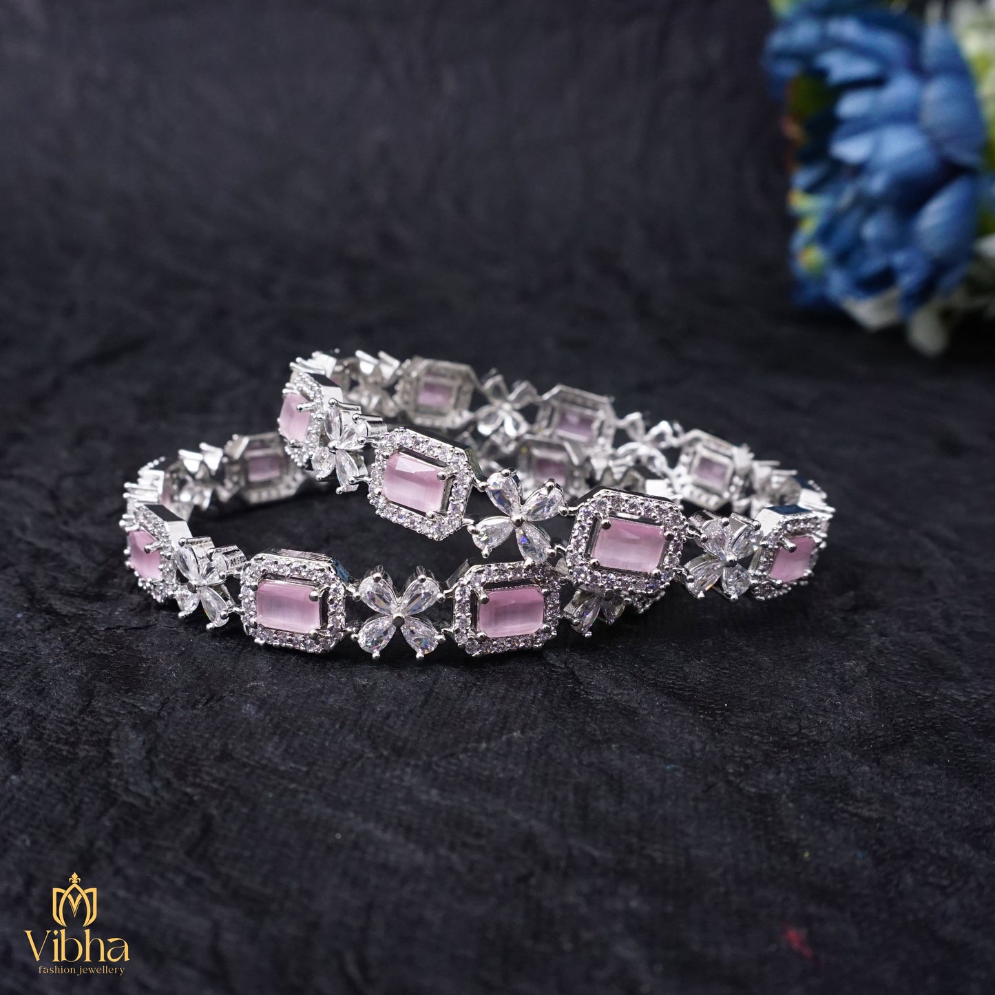 Rectangular Floral Motif Bangles