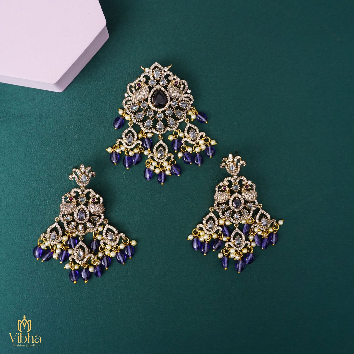 Double Peacock Design Pendant Set