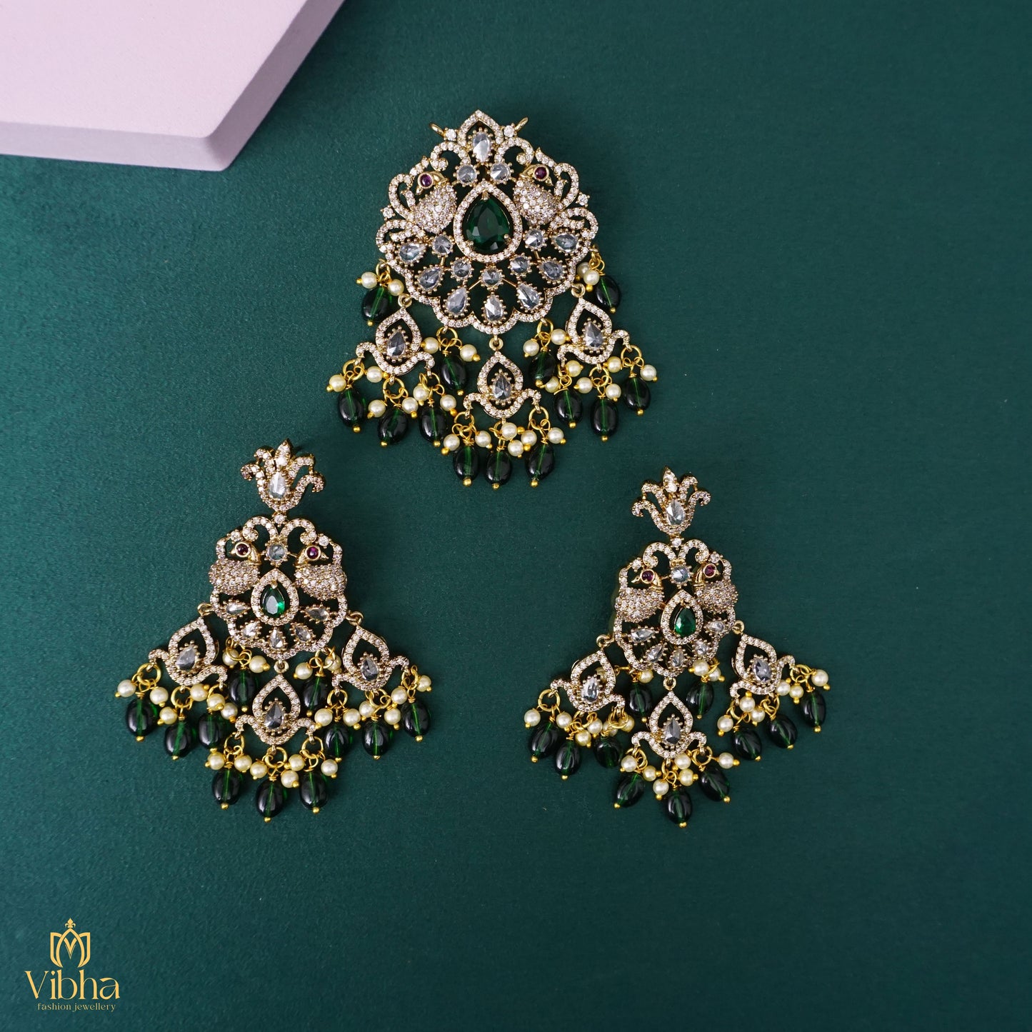 Double Peacock Design Pendant Set