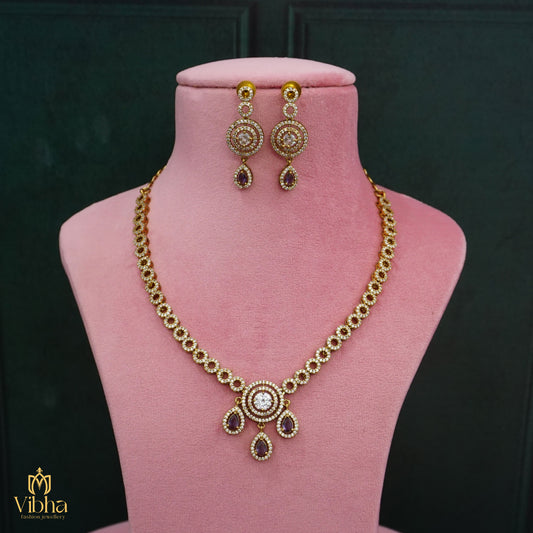 Circular Designed Mehandi Finish Necklace Set