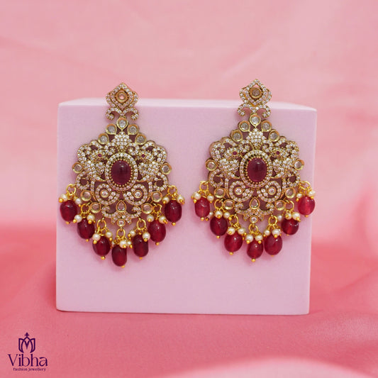 Double Peacock Designed Bridal Earrings