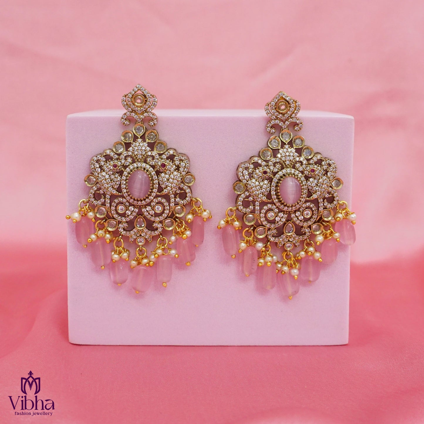 Double Peacock Designed Bridal Earrings