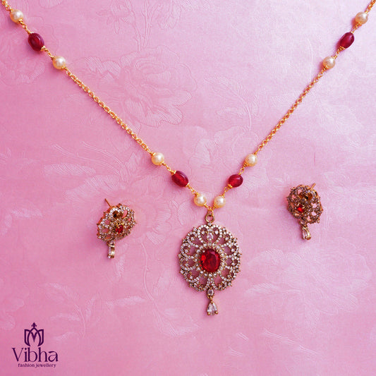 BEADS MALA WITH MEHANDI VICTORIAN PENDANT