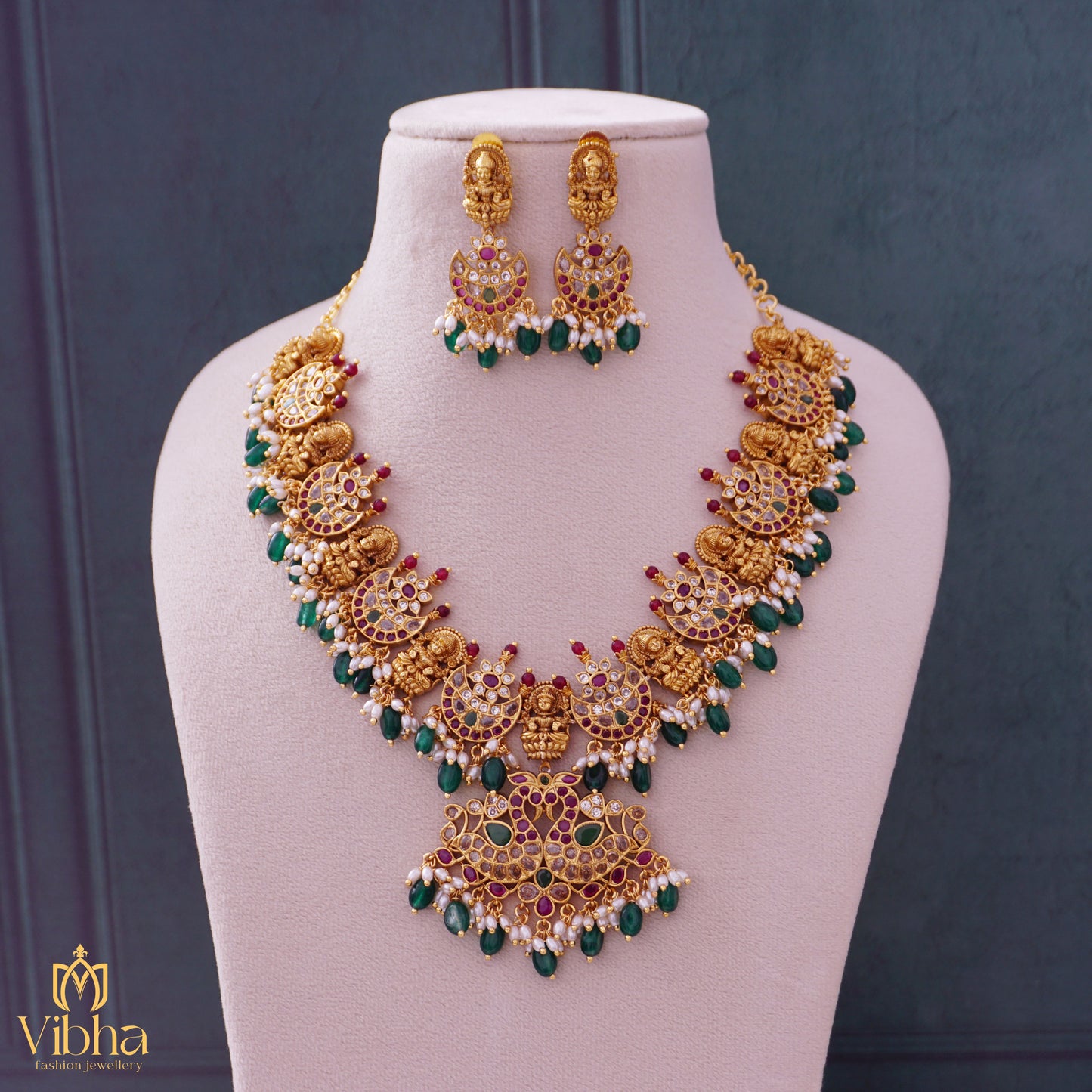 Chandbali Designed Lakshmi Devi Antique Necklace
