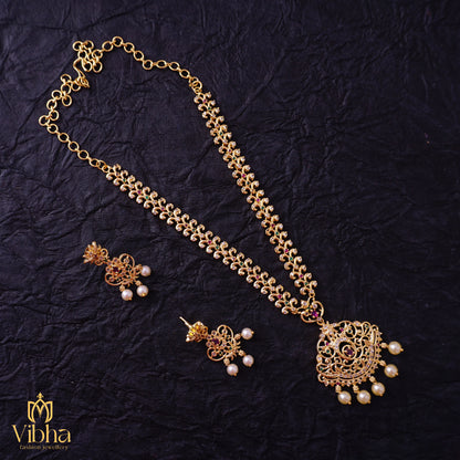 Double Peacock Designed CZ Necklace Set