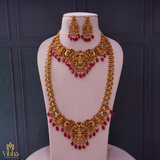 Double Peacock Lakshmi Devi Antique Combo Set
