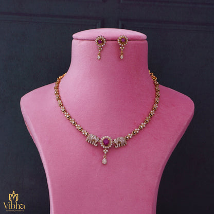 Elephant Designed Stone Changeable Necklace Set