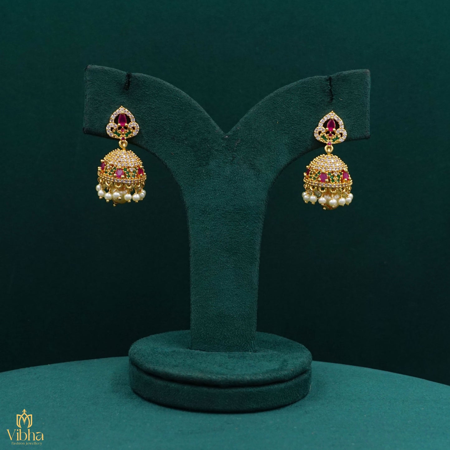 Zircon Jhumkas Set