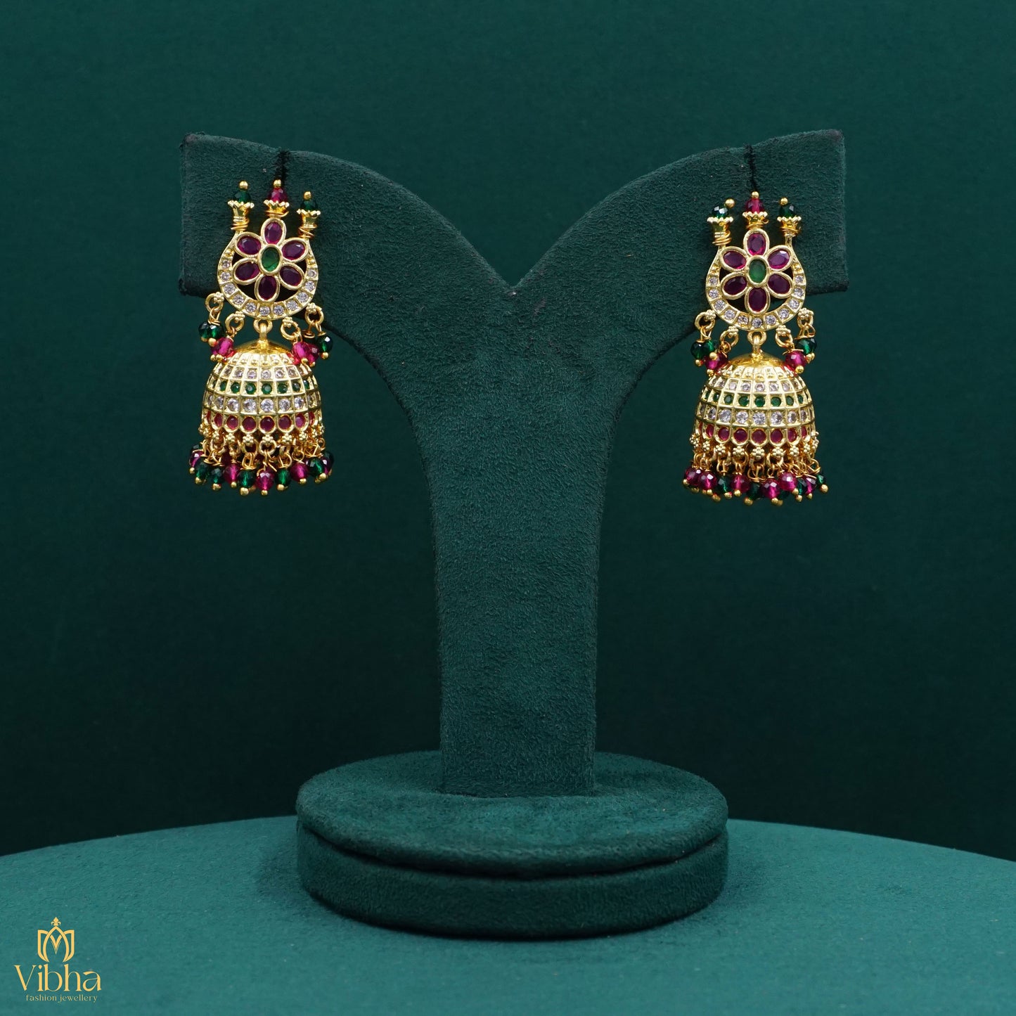 Chandbali Floral Jhumkas Set