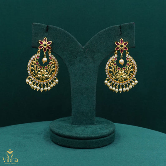 Exquisite Floral Chandbali Earrings