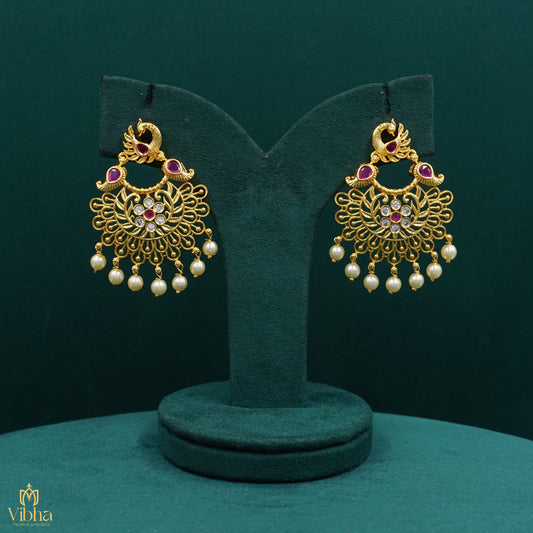 Peacock Design Chandbali Earrings