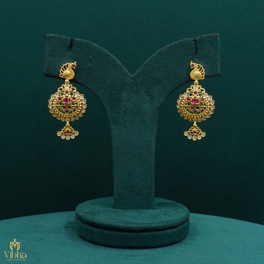 Peacock Designed Zircon Earrings