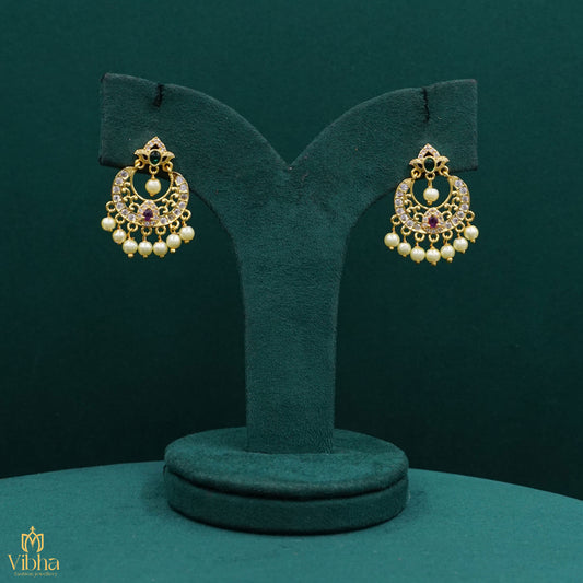 Zircon Chandbali Earring Set