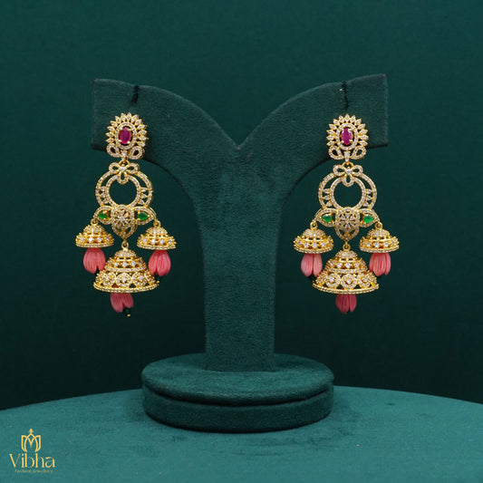 2-in-1 Floral Jhumkas Set