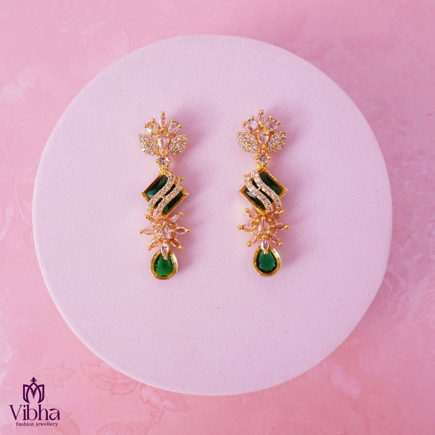 Floral Design CZ Earrings