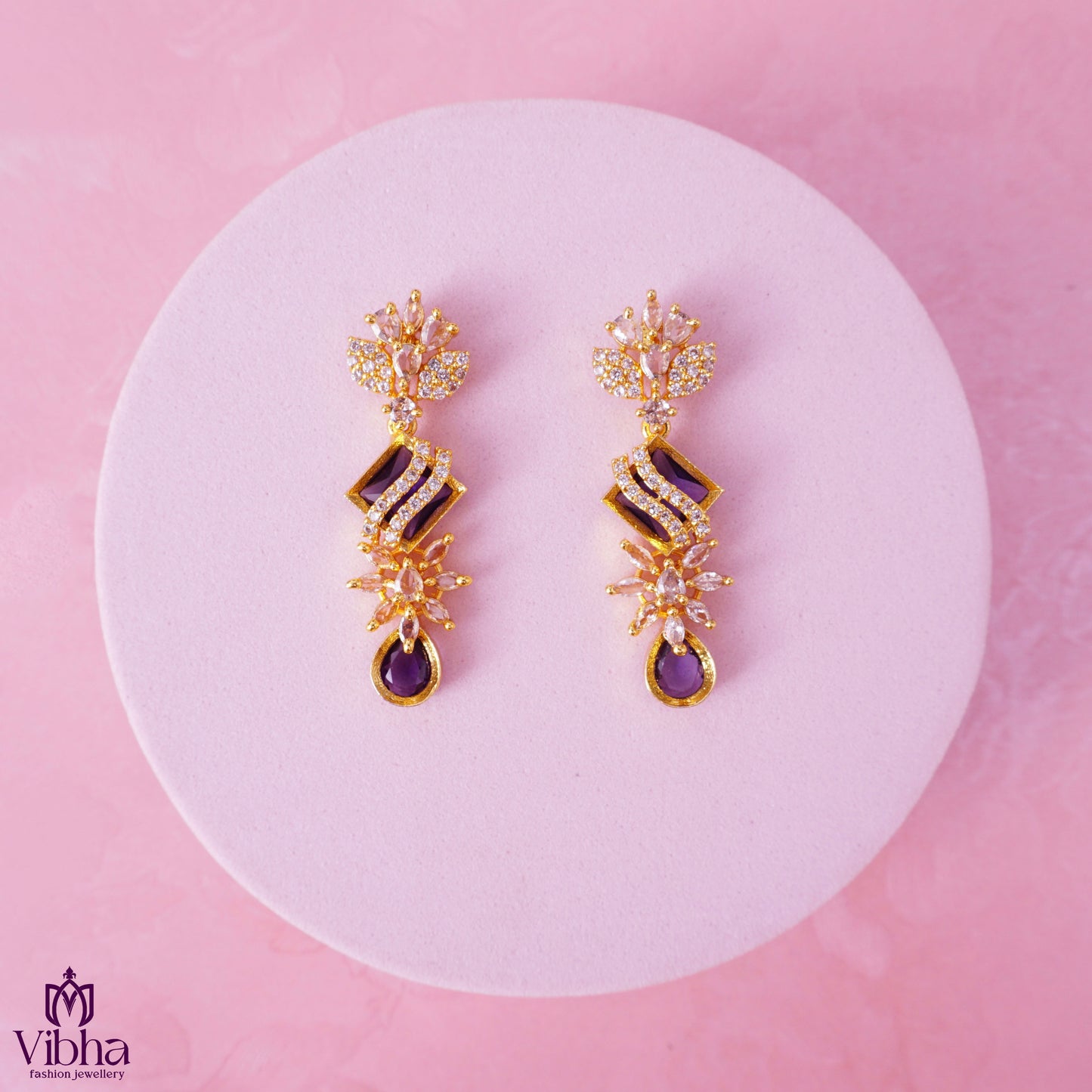 Floral Design CZ Earrings