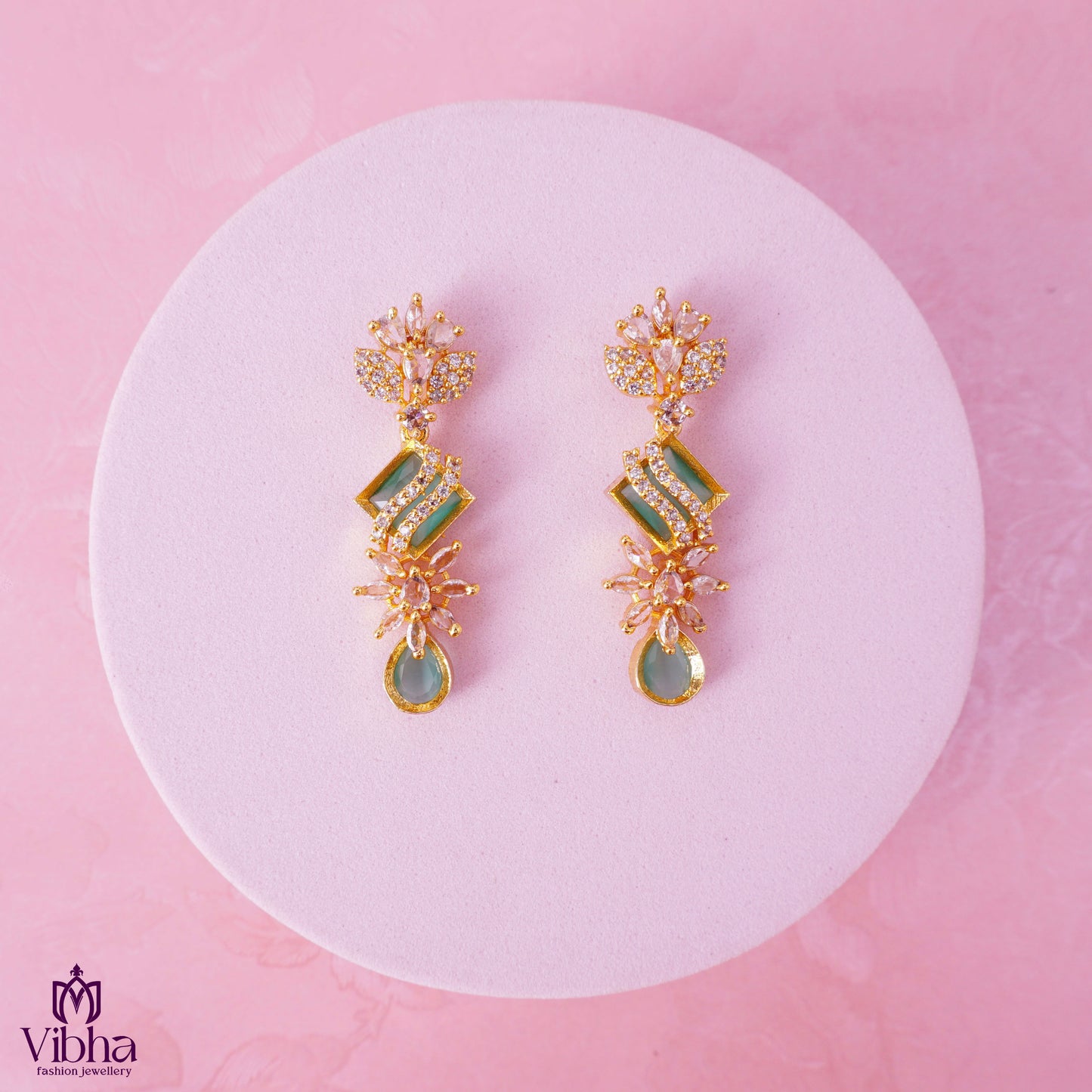 Floral Design CZ Earrings
