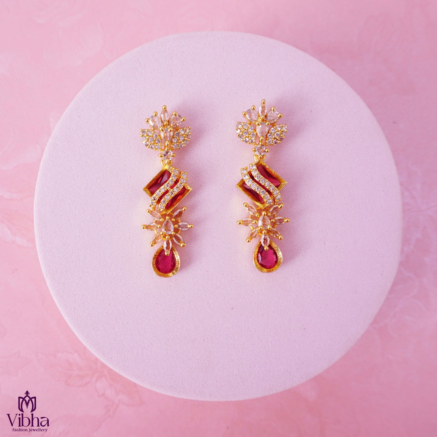 Floral Design CZ Earrings