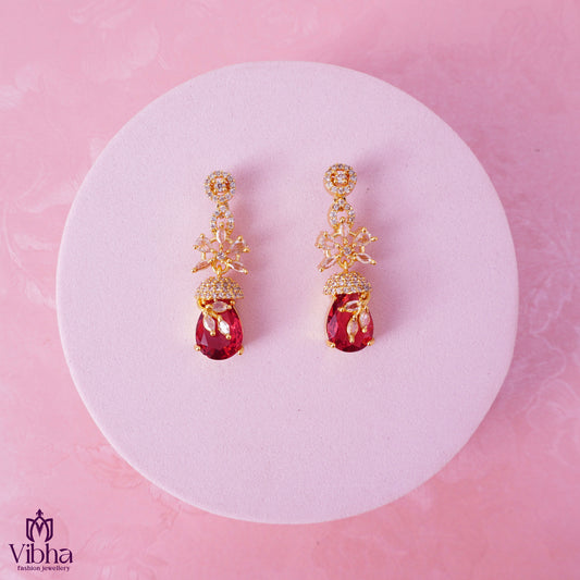 Floral Designed Zircon Earrings